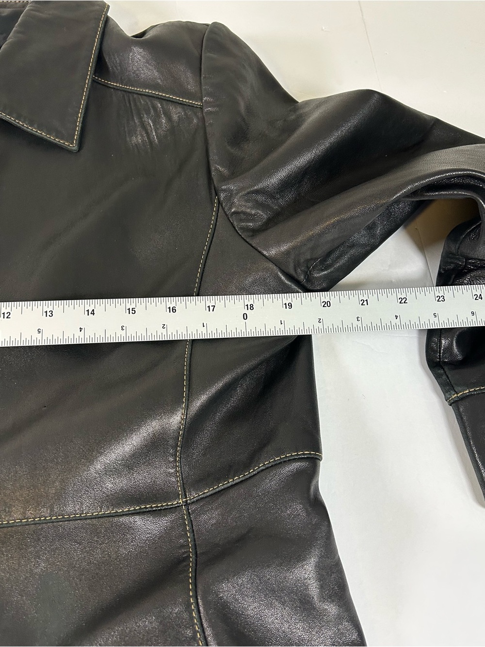 Talbots Black Genuine Leather Button-Front Women's Coat - Picture 6 of 13